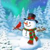 Christmas Snowman With Bird paint by numbers