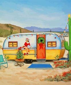 Christmas Travel Trailer In Desert paint by numbers