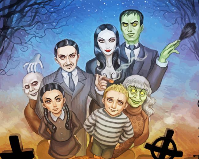 Classic Cartoon Addams Family paint by number