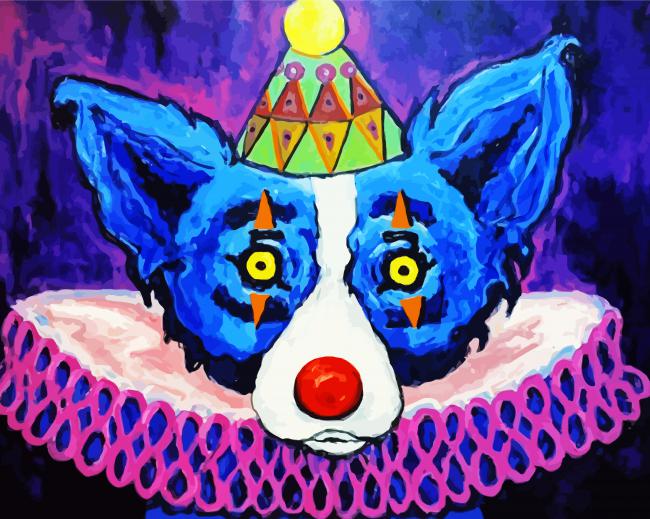 Clown Blue Dog paint by numbers