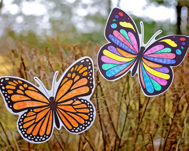 Colorful Butterfly Suncatchers paint by number