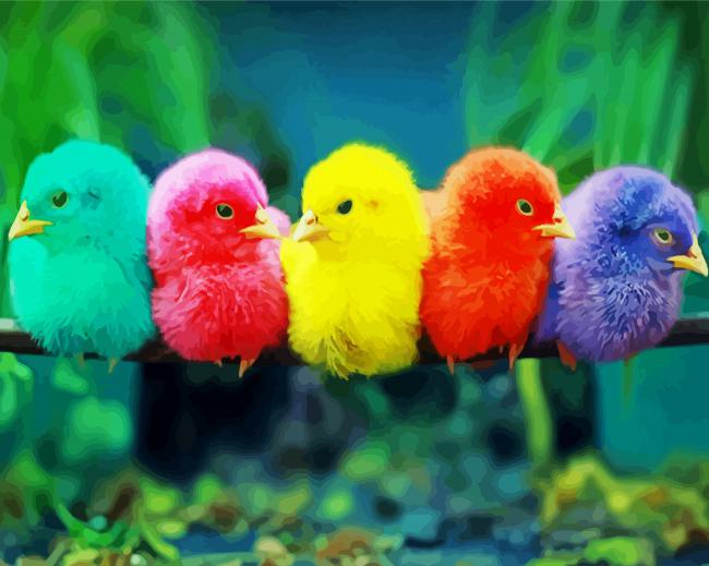 Colorful Chicks paint by number