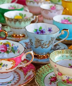 Colorful Tea Cups paint by number