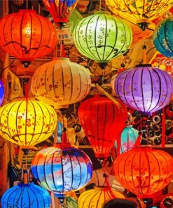 Colorful Vietnamese Lanterns paint by number
