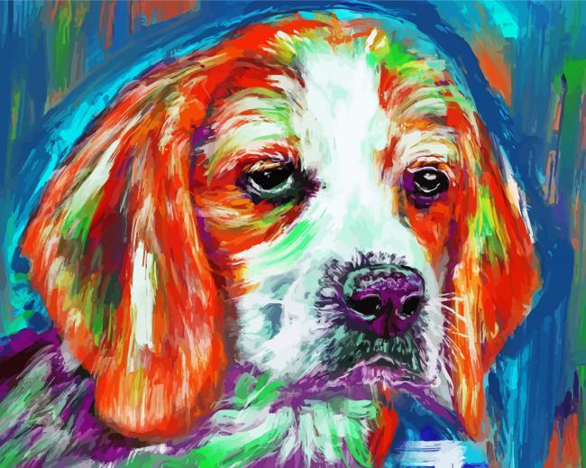 Colorful Beagle Puppy paint by numbers