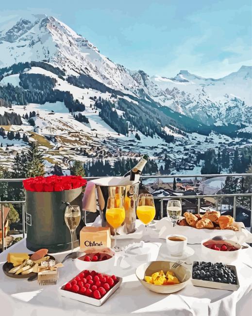 Cool Breakfast By The Swiss Mountains paint by number