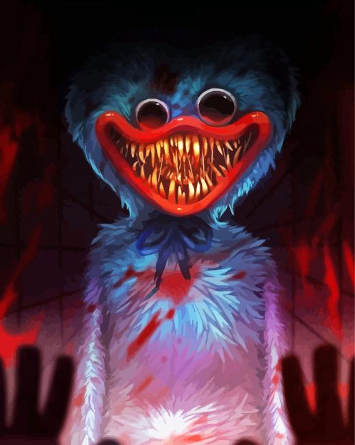 Creepy Huggy Wuggy paint by number