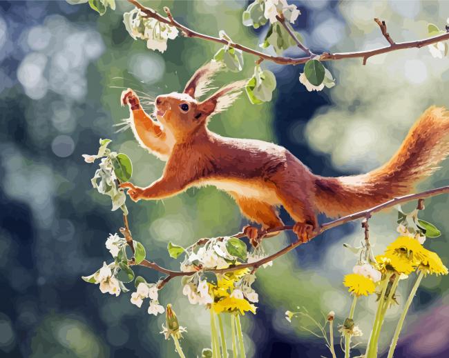 Cute Animal Squirrel paint by numbers