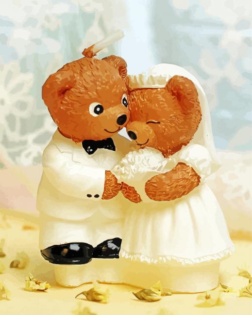 Cute Bear Couple Toys paint by number