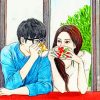 Cute Romantic Couple Coffee paint by number