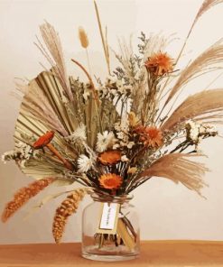 Dried Flowers In Glass Vase paint by number