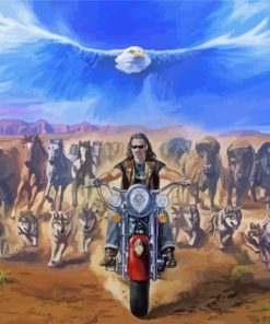 Eagle With Animals And Harley Davidson Art paint by numbers