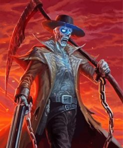 Fantasy Cowboy Skull paint by number