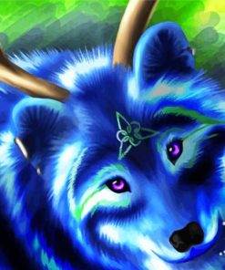 Fantasy Neon Wolf paint by number