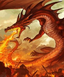 Fire Breathing Dragon Art paint by numbers