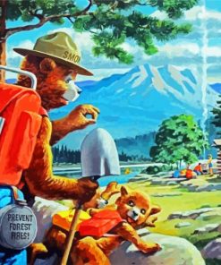 Forest Smokey Bear paint by number
