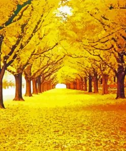 Forest Autumn Golden Leaves paint by number