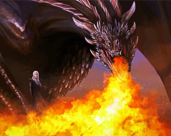 Game Of Thrones Dragon Breathing Fire paint by number