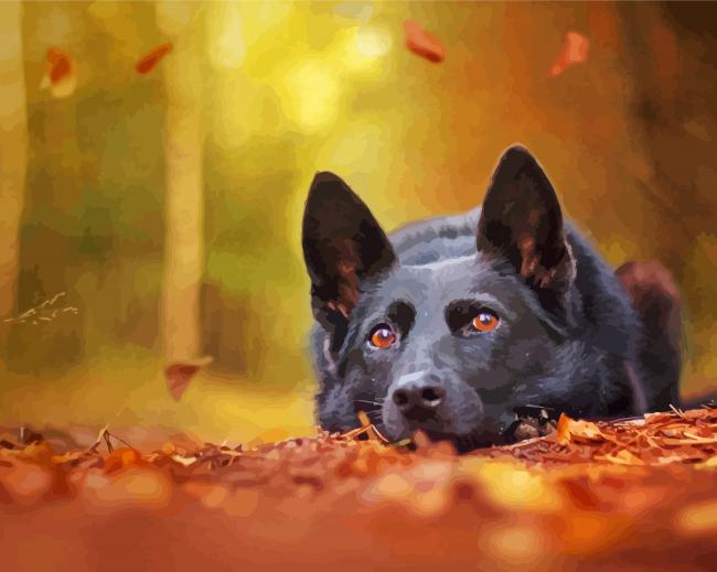 German Shepherd Autumn Background Puppy paint by numbers