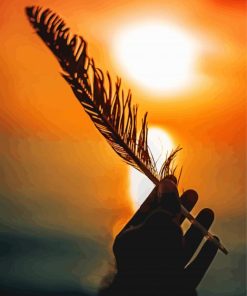 Hand Holding Feather Silhouette paint by number