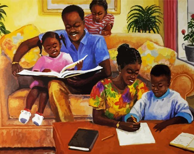 Happy Black Family Art paint by numbers