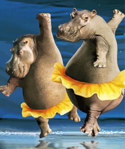 Hippo Animals Dancing paint by numbers
