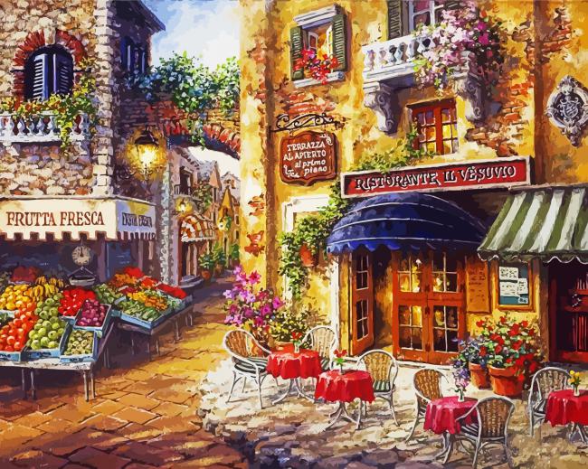 Artistic Italian Outdoor Coffee paint by numbers