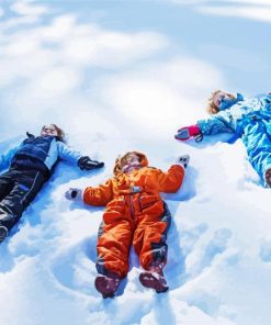 Kids Playing In Snow paint by number
