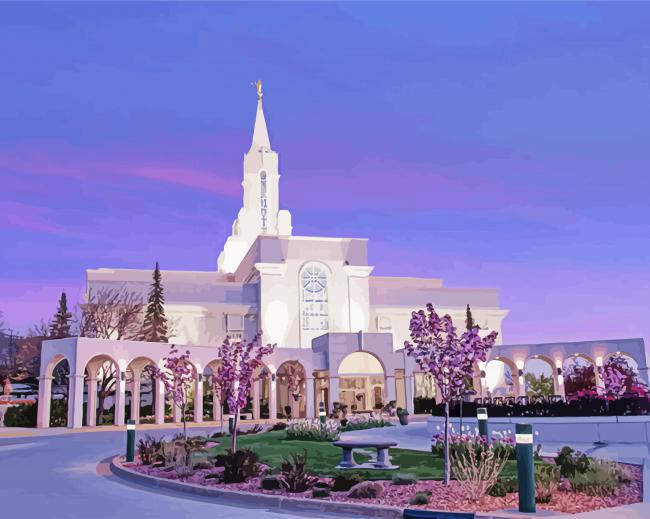 LDS Bountiful Utah Temple paint by number