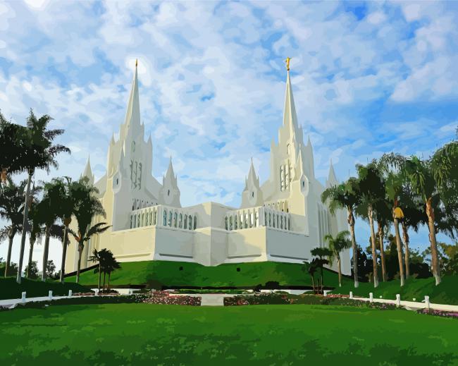 LDS San Diego California Temple paint by number