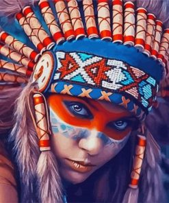 Lady With Indian Head Dress paint by numbers