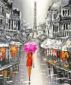 Lady Walking On the Street Of Paris paint by number
