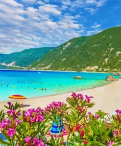 Lefkada Beach Greece paint by number