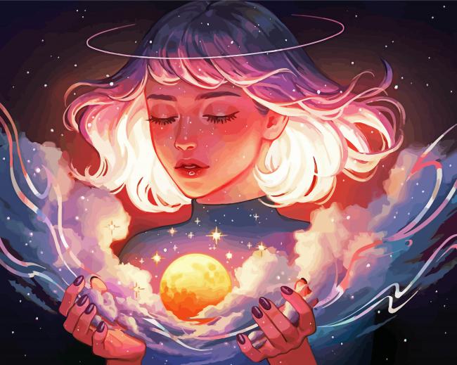 Moon Catcher Girl Art paint by number