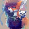 Panda And Fox Art paint by number