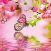 Pink Flower Blossom Butterfly paint by number