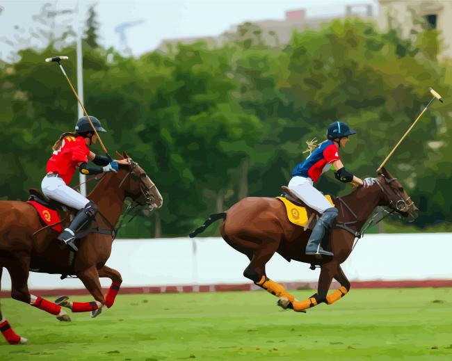 Polo Women Players And Horses paint by numbers