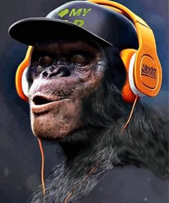 Primate Wearing Headphones paint by number