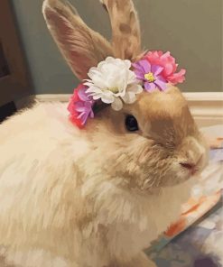 Rabbit With Flower Wreath paint by numbers