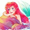 Red Hair Ariel Mermaid In Water paint by number