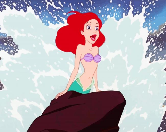 Red Hair Ariel In Water paint by number