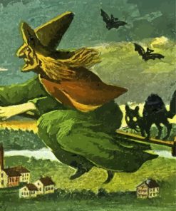 Scary Green Witch paint by numbers