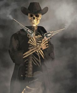 Scary Western Cowboy Skull paint by number