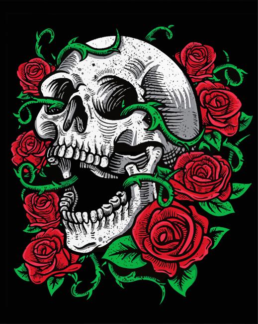 Skulls And Roses Art paint by numbers