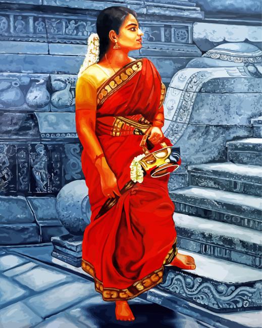 South Indian Lady Art paint by number