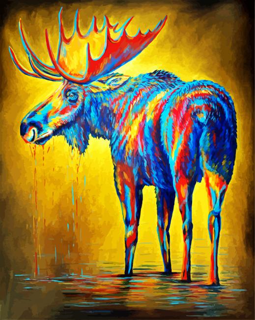 Splatter Abstract Moose paint by number