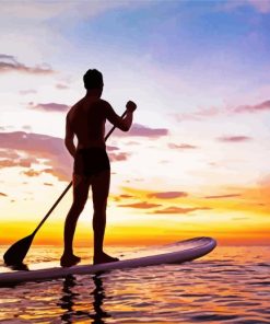 Stand Up Paddle At Sunset paint by number