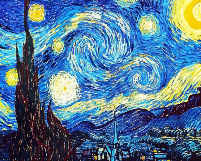 Starry The Night Painting paint by numbers