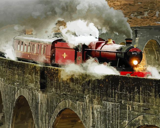 Steam Train On Viaduct paint by number