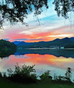 Sunset Over Lake Junaluska paint by number